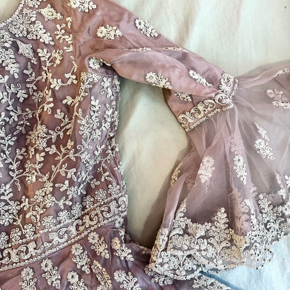 SOLD!!! Boutique Lilac Mauve & Silver Layered Sharara 3 Piece Set (Size 38) - Picture 3 of 10